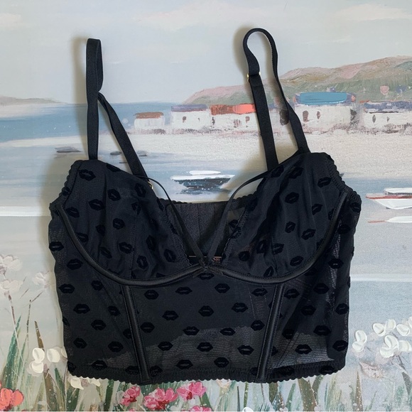 Victoria’s Secret Very Sexy Sheer Black Dainty Lace Corset Bra 32B💋💗🖤 - Picture 5 of 15